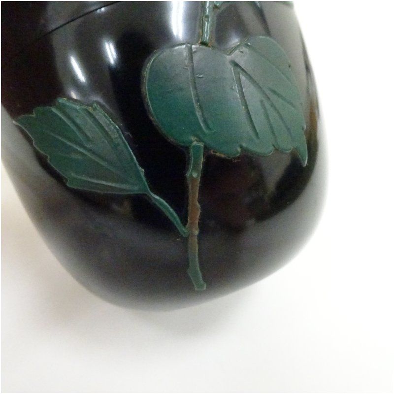 ハイビスカス蒔絵 中棗 茶道 茶道具 おしゃれ 茶器 なつめ 茶入 薄茶器