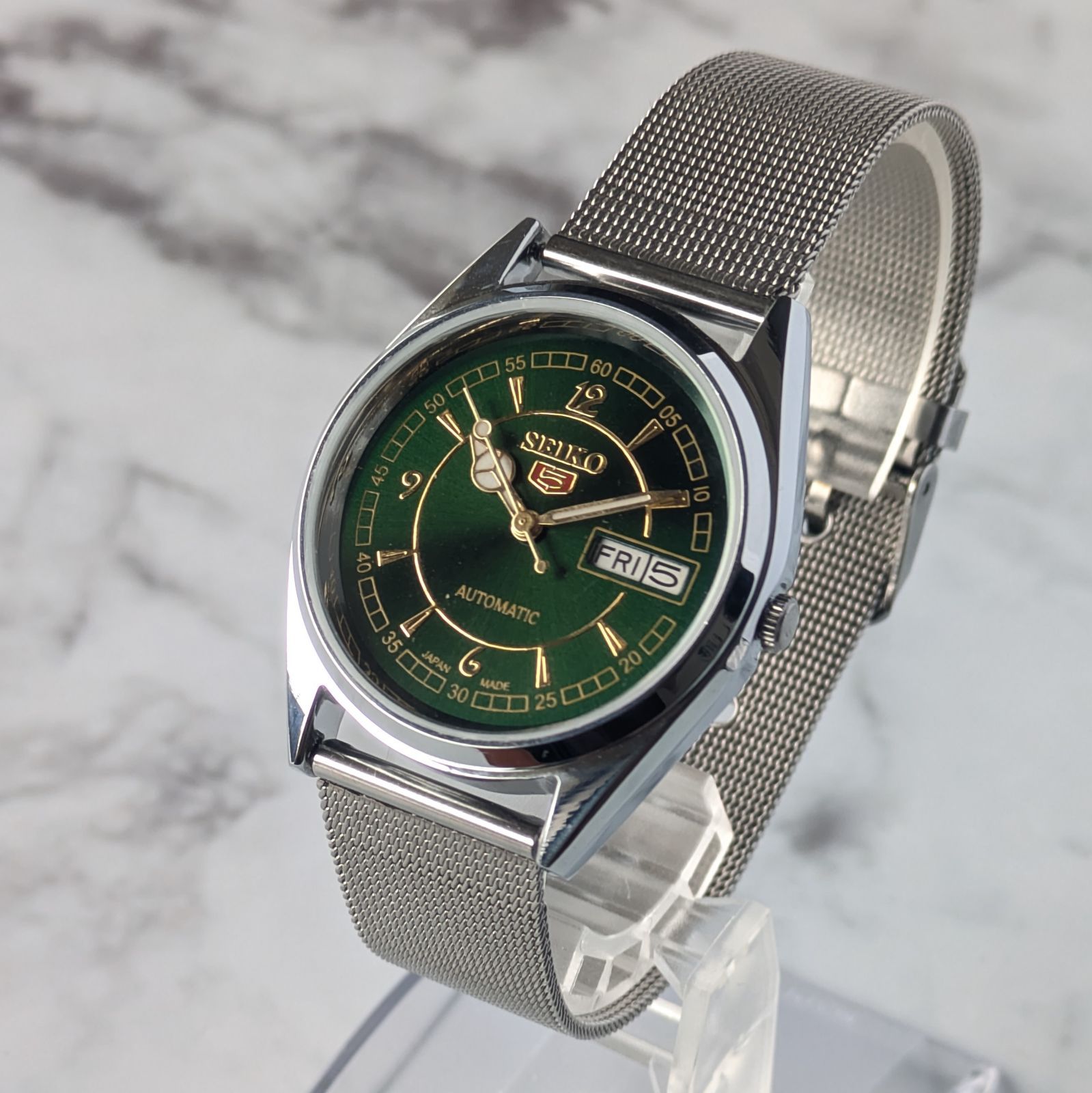 稼働品 SEIKO セイコー5 自動巻き 80s ヴィンテージ ダークグリーン