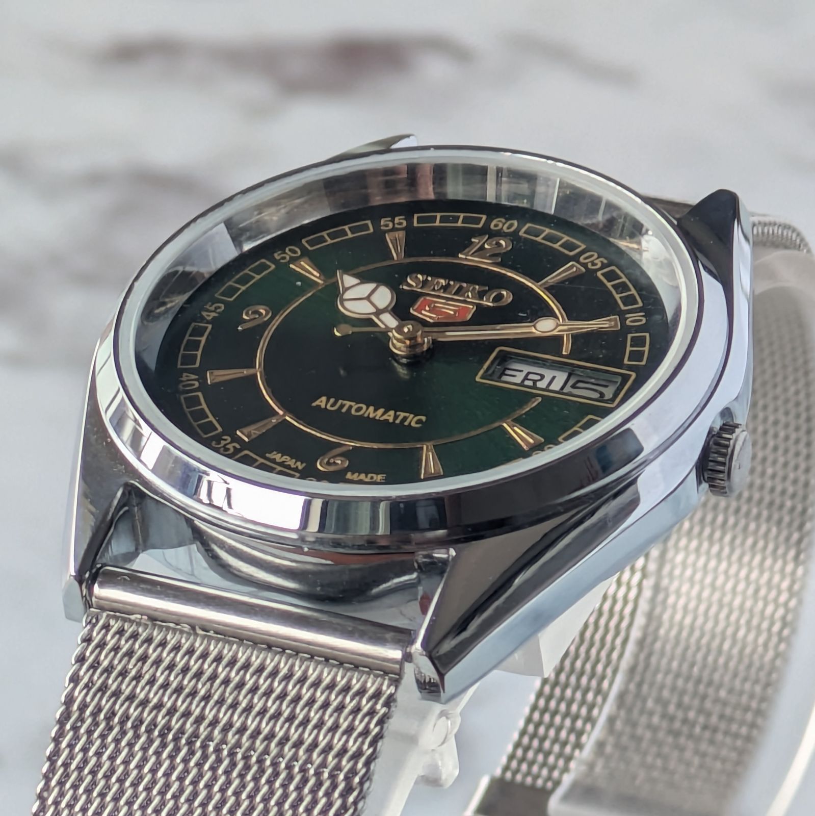 稼働品 SEIKO セイコー5 自動巻き 80s ヴィンテージ ダークグリーン
