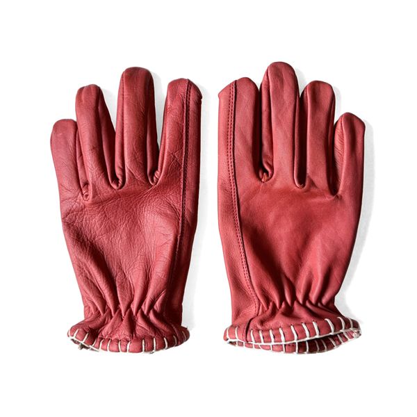 SIGNAL GLOVE No.07 RED × WHITE LACE/シグナルグローブ モーターサイクル グローブ 手袋 バイク用 バイクグローブ 防風 シンプル 耐風 レトロ 牛革