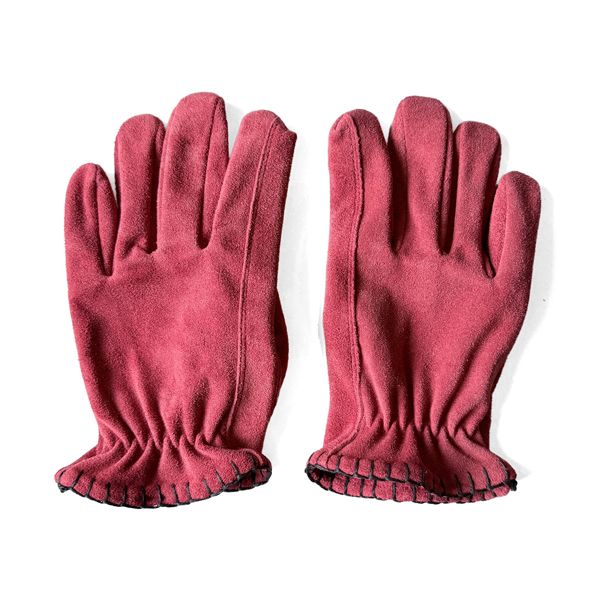SIGNAL GLOVE No.10 RED × BLACK LACE SUEDE/シグナルグローブ スウェード バイク 手袋 防風 シンプル 耐風 カウハイドレザー ステッチ 赤 バイカー
