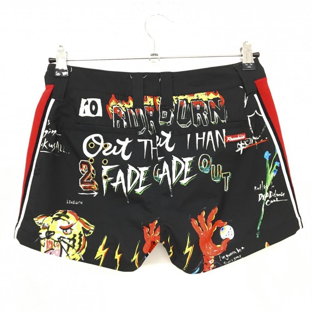 ラッセルノ　ショートパンツ 超美品】ラッセルノ ショートパンツ 黒×マルチカラー 総柄