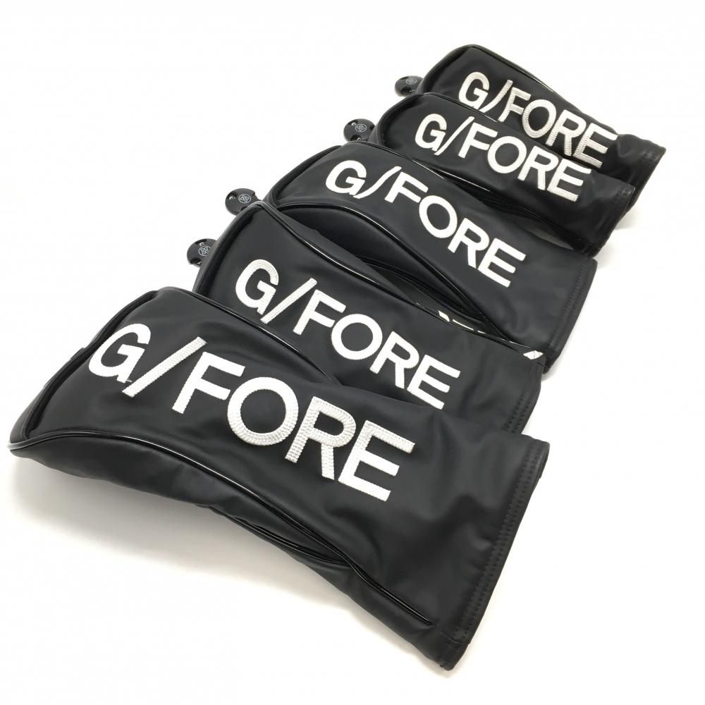 ジーフォア ヘッドカバー5点セット(DR FW×2 UT×2) 黒×白 ロゴ  ゴルフ G/FORE ジーフォア ヘッドカバー5点セット(DR FW×2 UT×2) 黒×白 ロゴ ゴルフ G