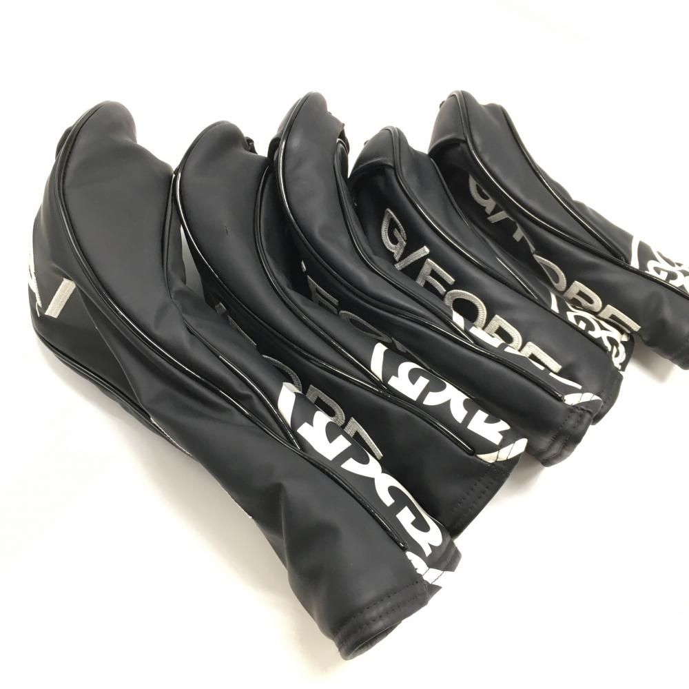 ジーフォア ヘッドカバー5点セット(DR FW×2 UT×2) 黒×白 ロゴ ゴルフ G