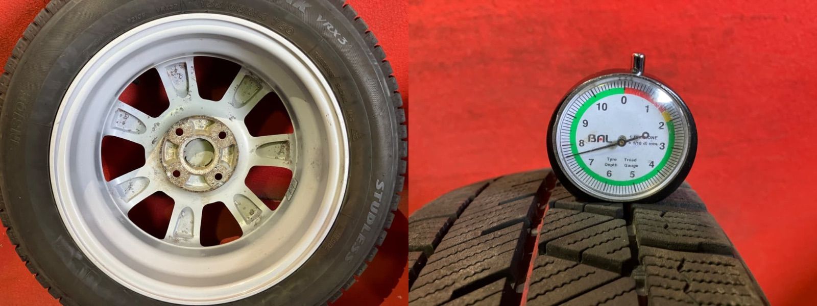 中古スタッドレスタイヤホイールセット【155/65R14 BRIDGESTONE VRX3