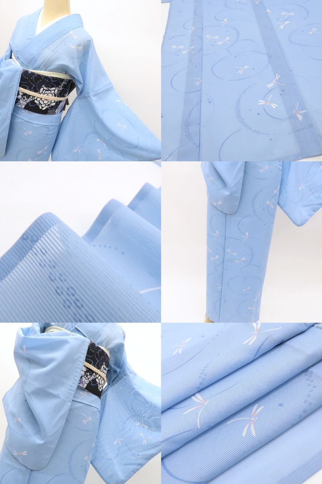 六花-RIKKA- E-40 洗える夏着物 絽 蜻蛉❀波紋と涼風を追う、勝ち虫