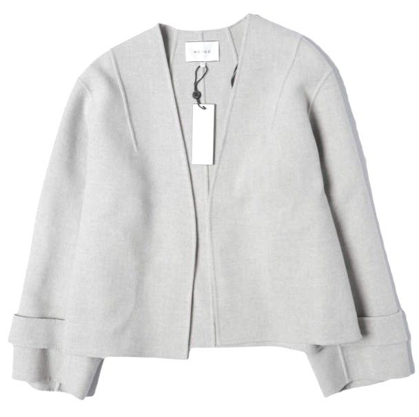 新品 BEIGE, ベイジ, オンワード樫山 24AW GRASSE リバーウールクロップドコート COCWCW0302 2(S) LT.GRAY 定価74,800円 ノーカラージャケット アウター g27165