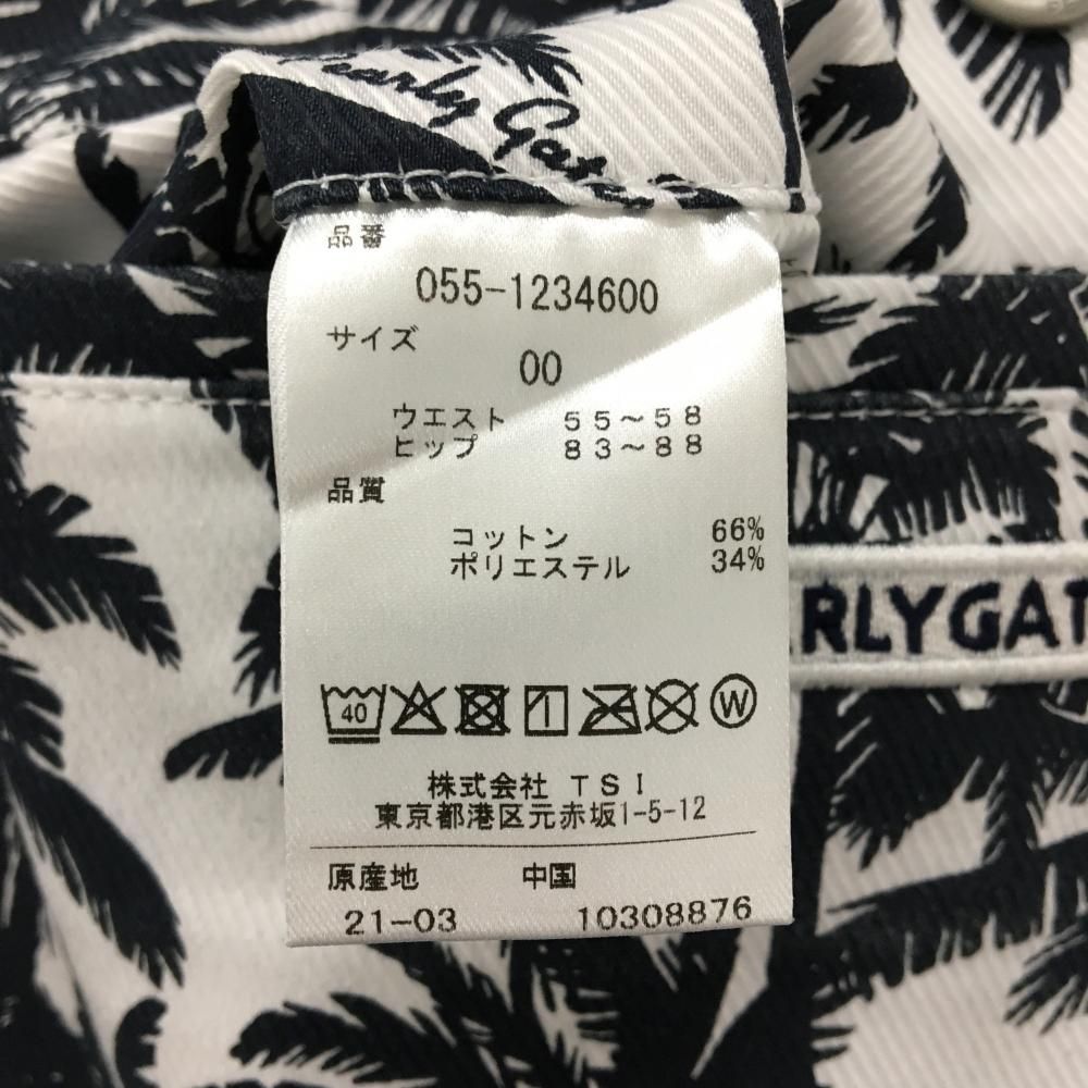 超美品】パーリーゲイツ スカート 白×ネイビー ヤシの木総柄