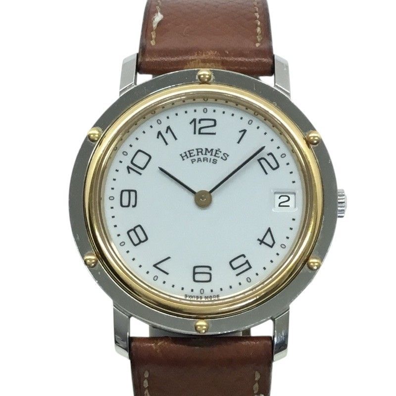 HERMES【エルメス】クリッパー　クォーツウォッチ　ボーイズ　腕時計　レザーベルト　ブラウン【中古品/USED-B】質屋　かんてい局那覇店　ｎ3100113939900001