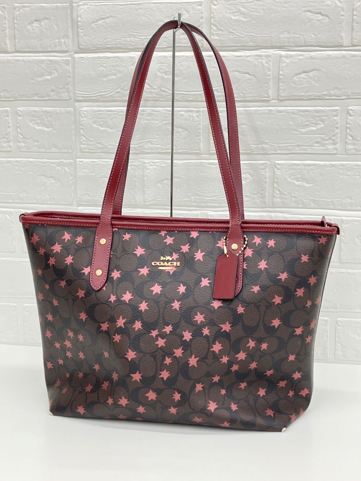 COACH トートバッグ 花柄 レッド 肩がけ A4収納 花柄 レッド（赤）系 