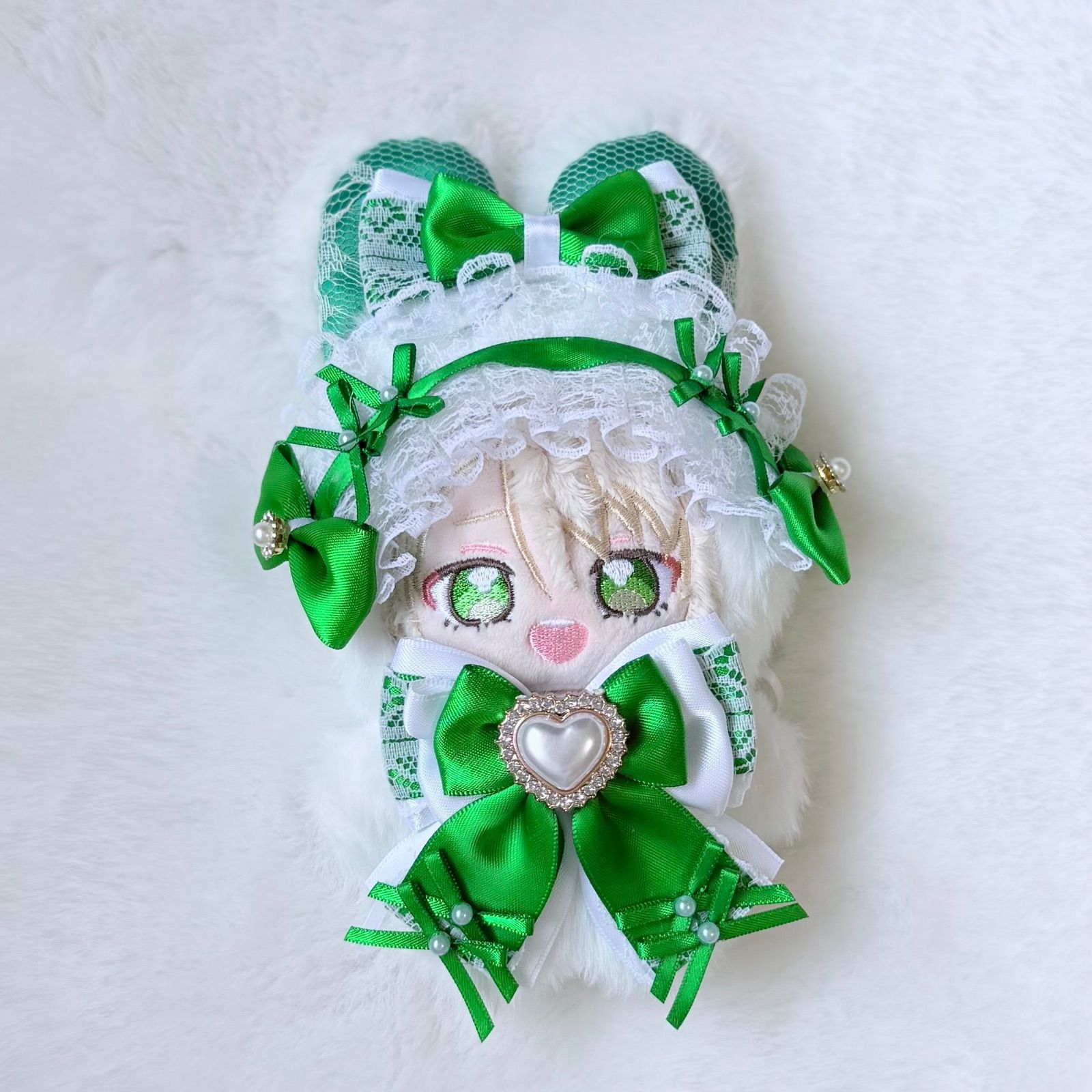 り♡　ぬい　衣装　緑 10cm～12cm用 ぬい服 ハンドメイド いつぬい 緑 うさみみ - メルカリ