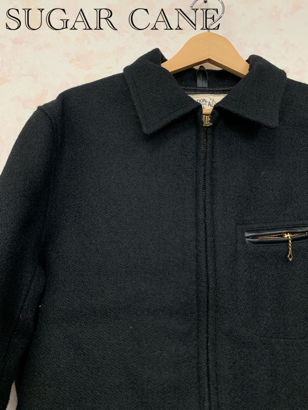SUGAR CANE ジャケット 42 ウール ブラック Lot 670 30oz WOOL MELTON SPORTS JACKET シュガーケーン_4140017