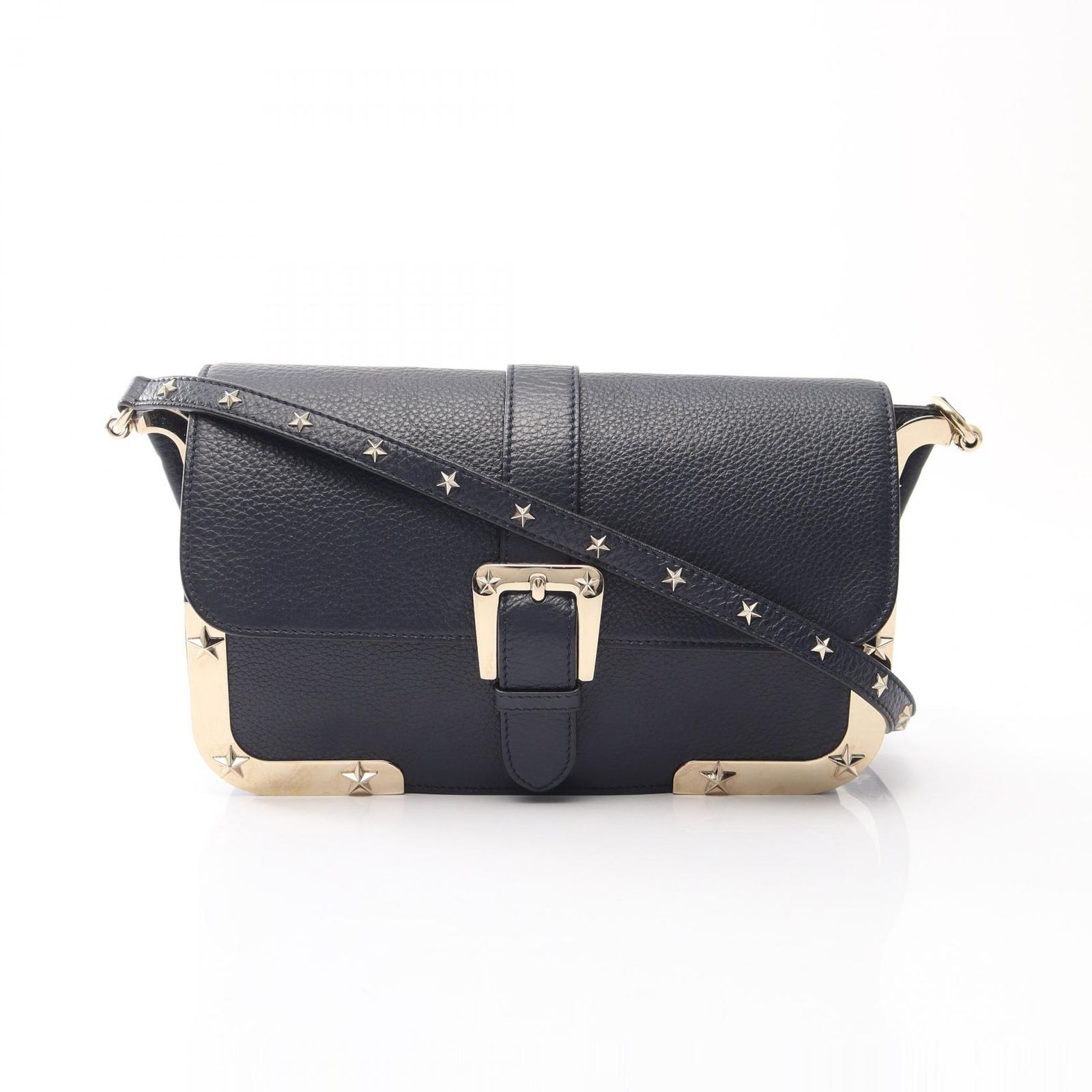 レッドヴァレンティノ RED VALENTINO ショルダーバッグ スタースタッズ ネイビー レザー スタースタッズ ショルダーバッグ レディース Used B