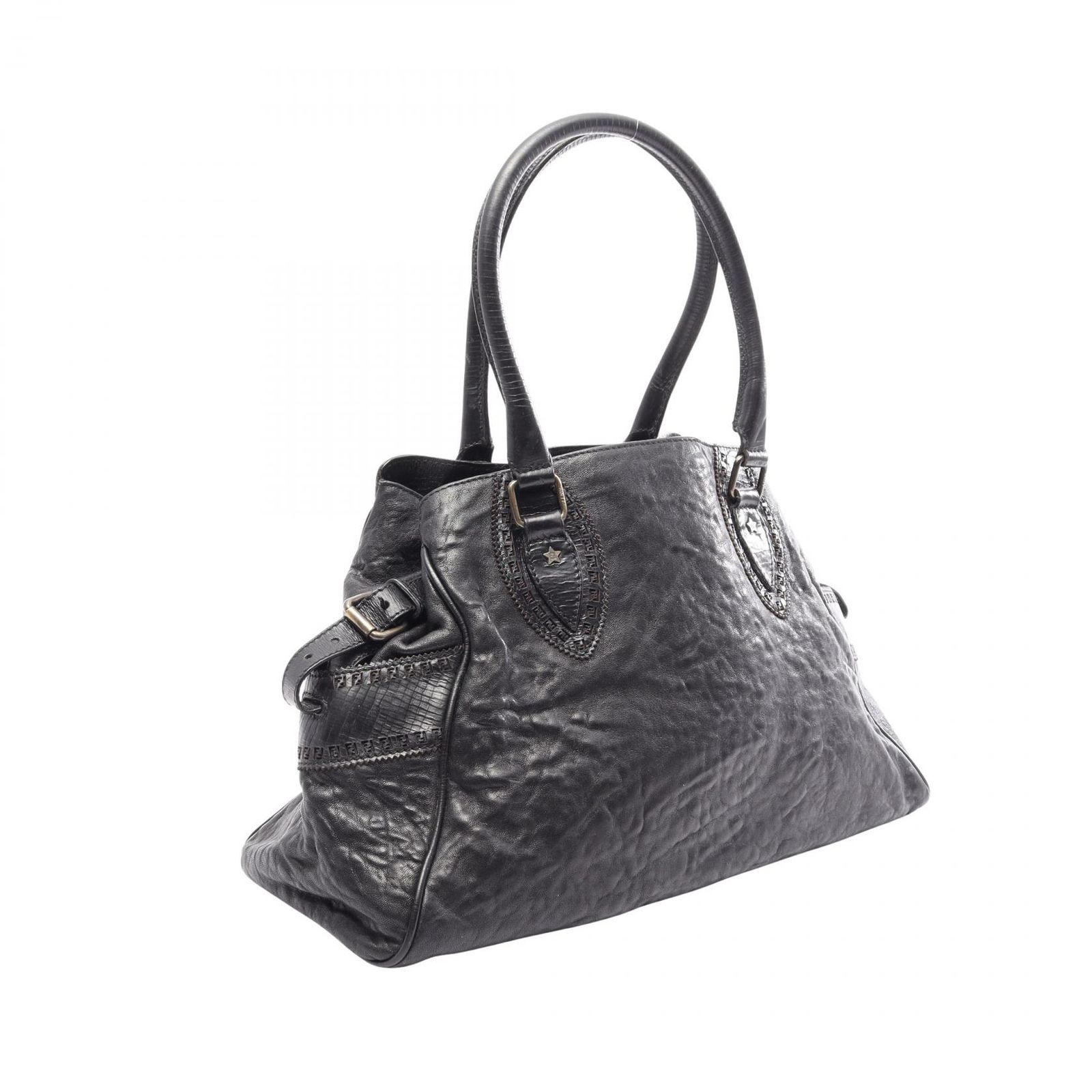 FENDI エトニコ　ハンドバッグ フェンディ FENDI ハンドバッグ エトニコ ブラック レザー エトニコ
