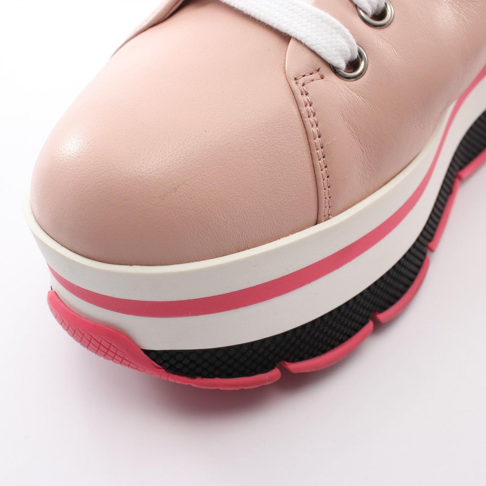 プラダ PRADA スニーカー 厚底 ピンク レザー スニーカー レディース 