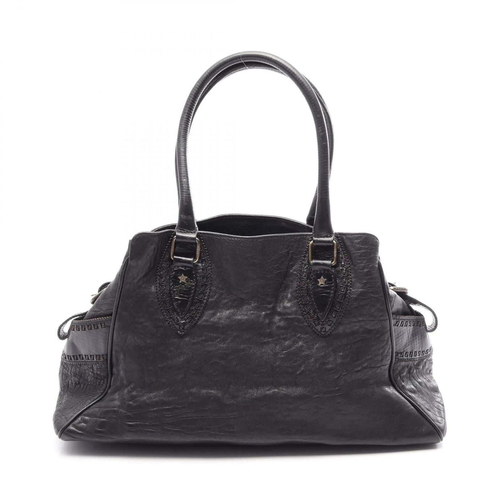 FENDI エトニコ　ハンドバッグ フェンディ FENDI ハンドバッグ エトニコ ブラック レザー エトニコ