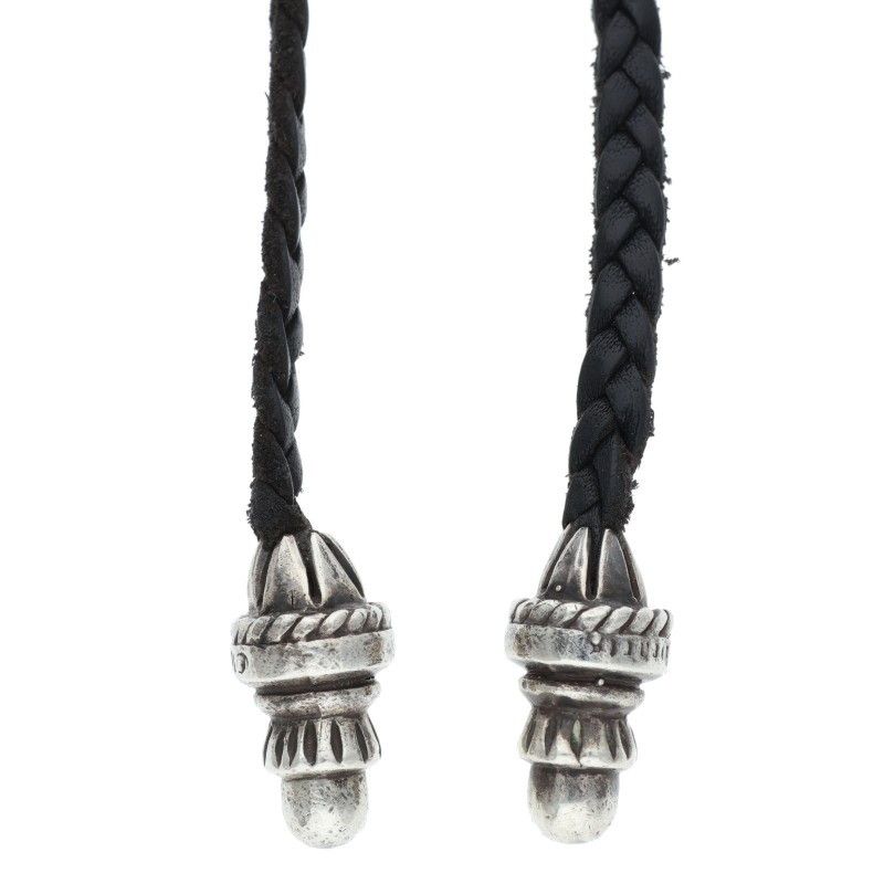 クロムハーツ LEATHER BRAID/ボロチップレザーブレード シルバー