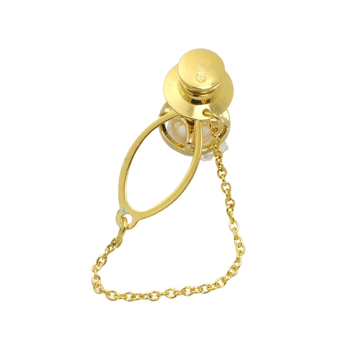 ミキモト MIKIMOTO アコヤ真珠 6.8mm ピンブローチ K18 YG イエロー