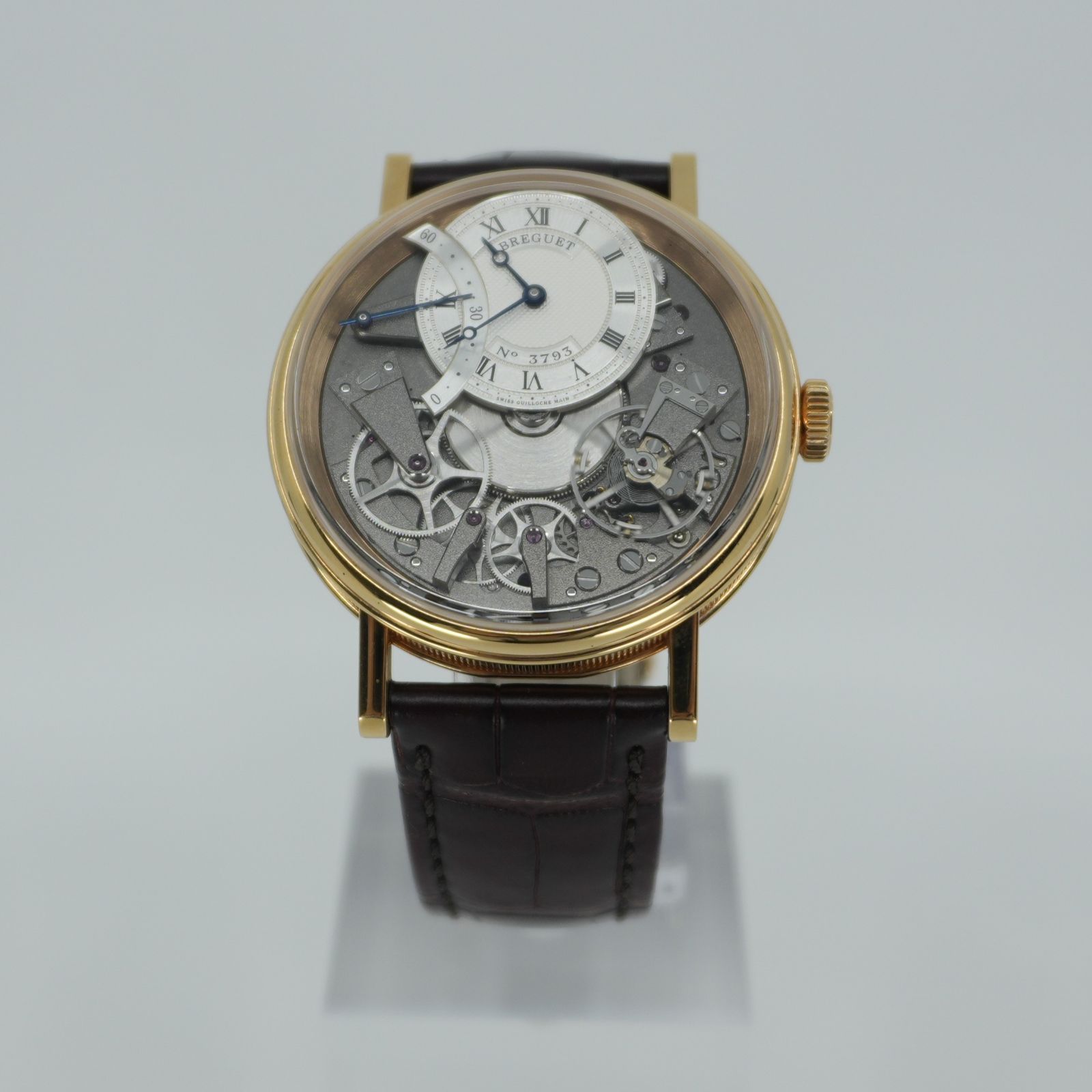 稼働品！BREGUET ブレゲ トラディション オートマティック レトログラード セコンド 7097BR/G1/9WU PG×革 AT シルバー文字盤