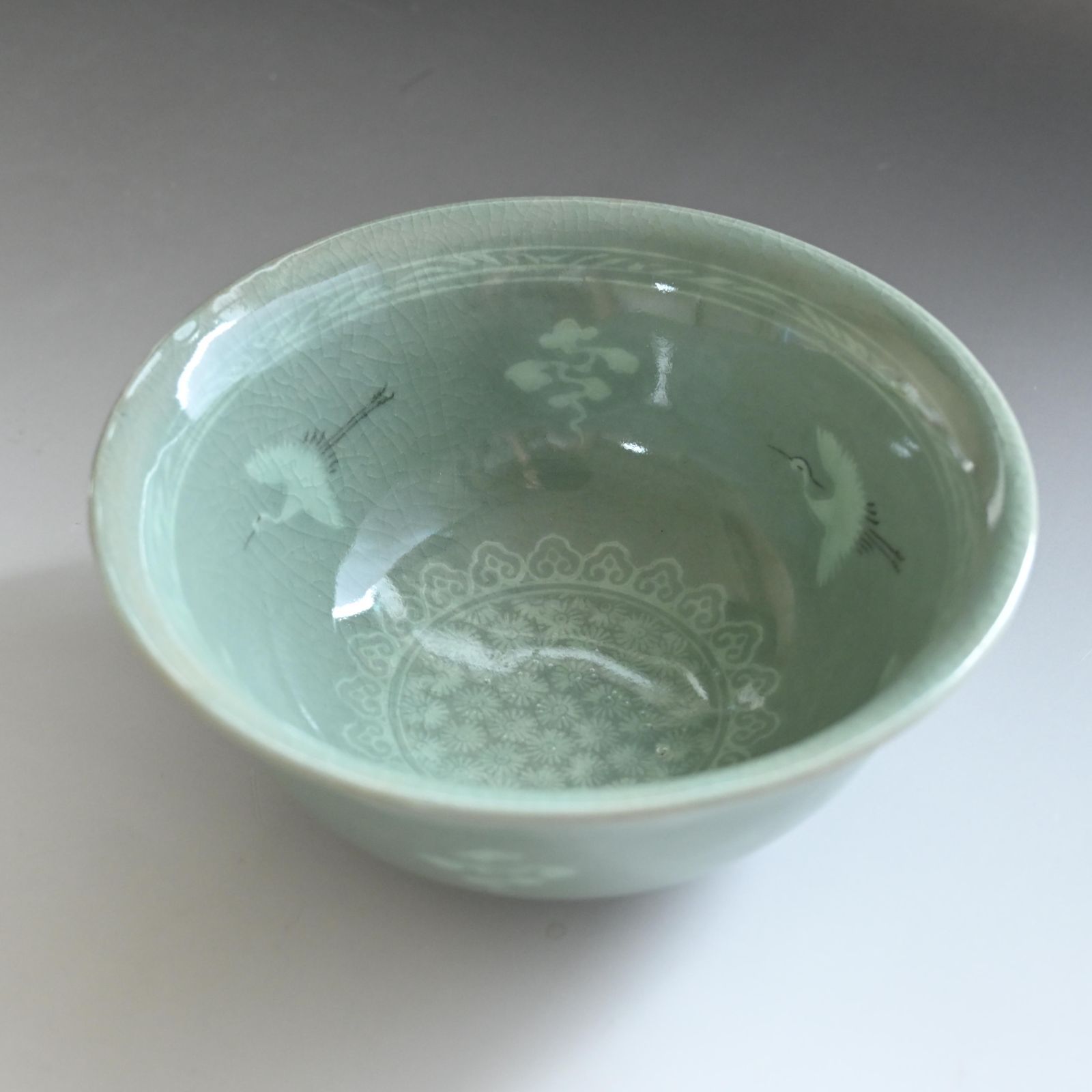 韓国高麗青磁茶碗 流谷窯 鶴文 在銘 茶道具 抹茶碗 合わせ箱付 - メルカリ