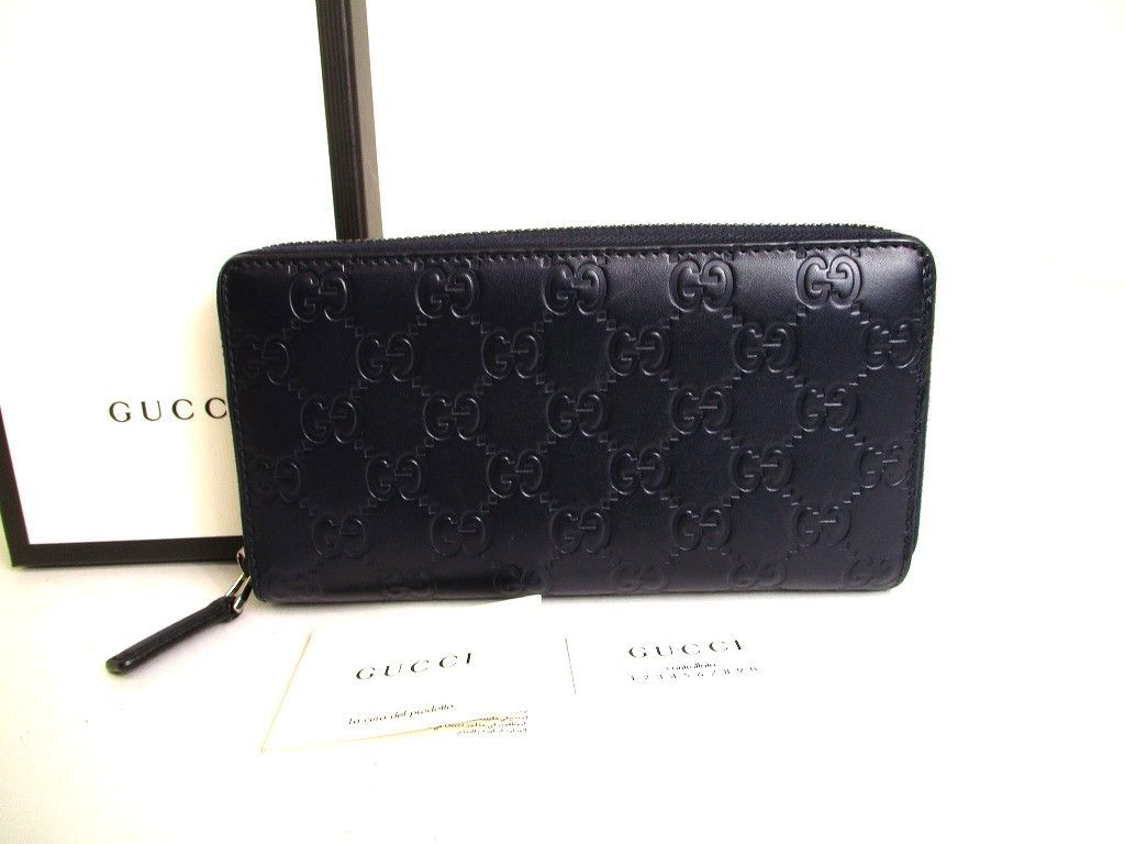 グッチ GUCCI GG シマ レザー ラウンドファスナー 長財布 ジップアラウンドウォレット メンズ レディース 【未使用保管品】