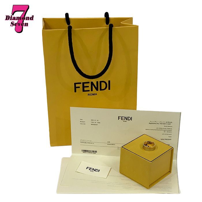 中古】FENDI フェンディ FFキューブ リング ゴールド＆シルバーカラー