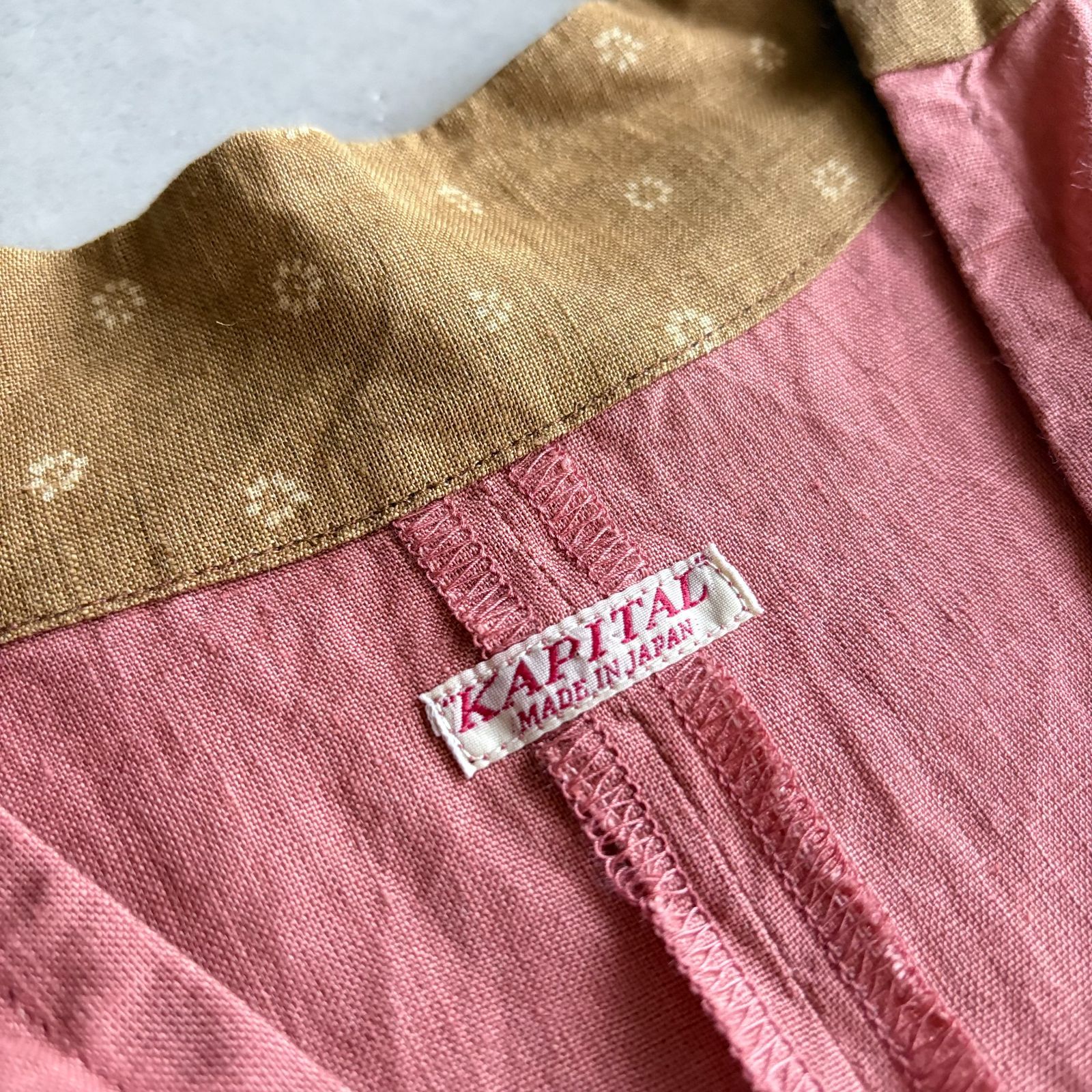 美品 / KAPITAL キャピタル / 半袖 リネン ウエスト切替 ギャザー V