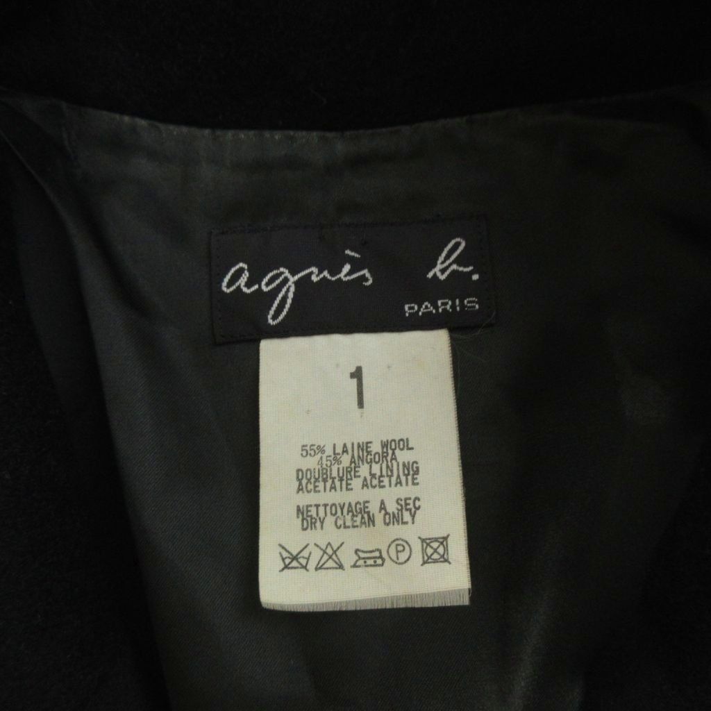 アニエスベー agnes b. チェスターコート ウール アンゴラ混 黒