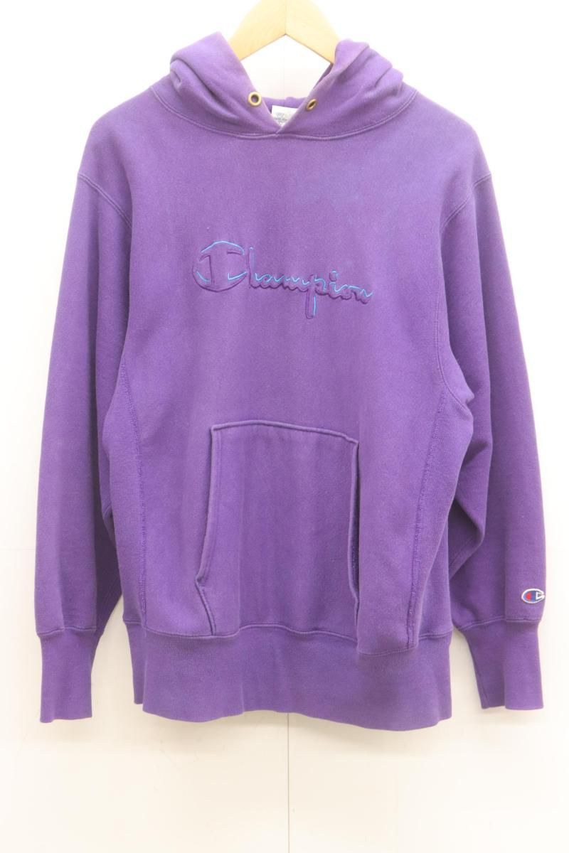 【中古】 CHAMPION メンズパーカー M REVERSE WEAVE パーカー USA製 CHAMPION M 紫 パープル ロゴ