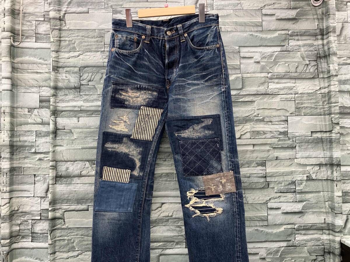 SUGAR CANE/ジーンズ/Lot501/赤耳/セルビッチ/パッチワーク/ブルー/30インチ/シュガーケーン/通年
