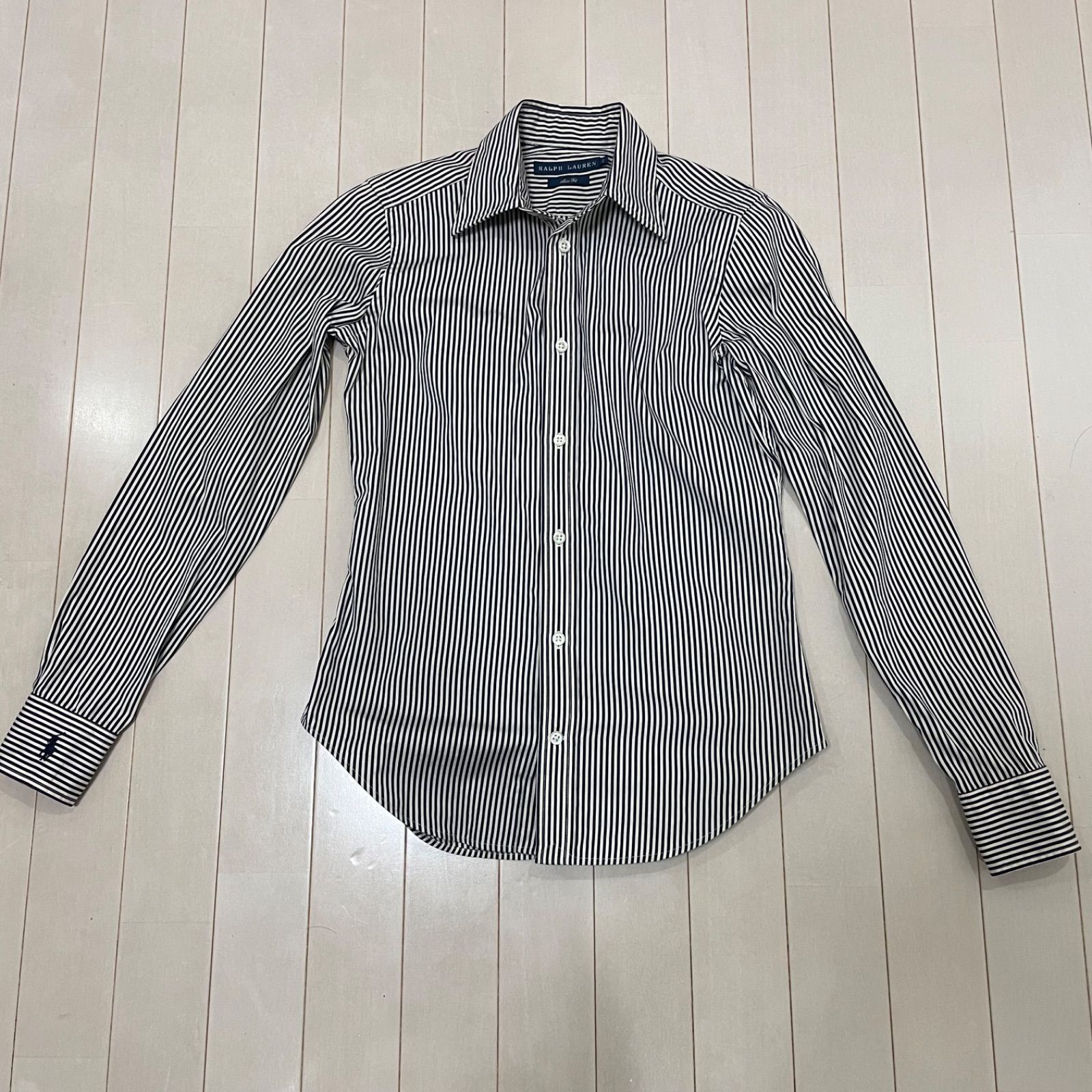 Ralph Lauren ブラックとホワイト ストライプ 長袖シャツ 極美品 ポロ 