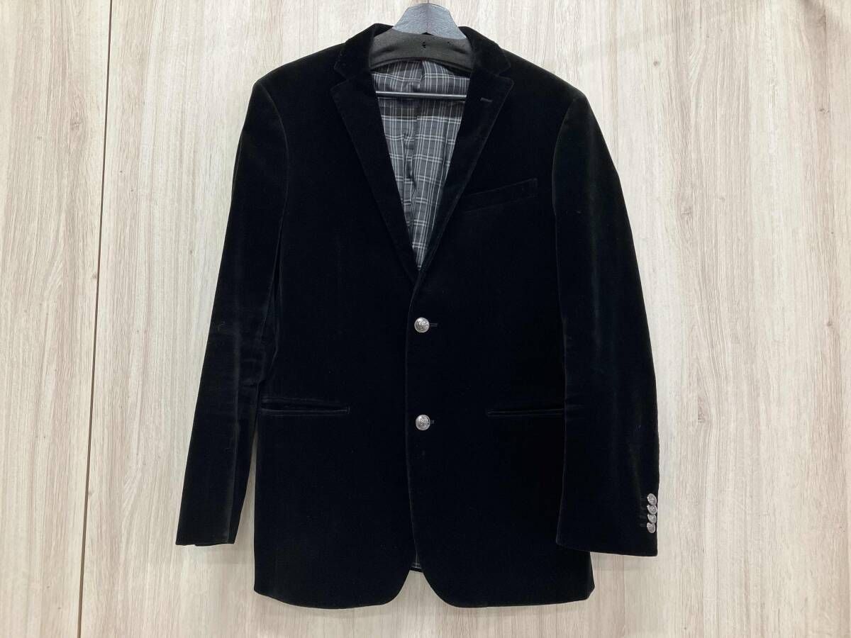 BURBERRY BLACK LABEL バーバリー ブラックレーベル テーラードジャケット ベロア D1E22-612-09 Lサイズ ブラック