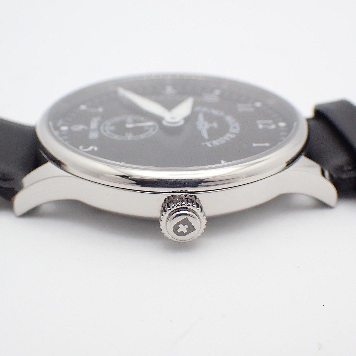 美品】ZENO WATCH BASEL ゼノウォッチ 手巻き メンズ 腕時計 黒文字盤
