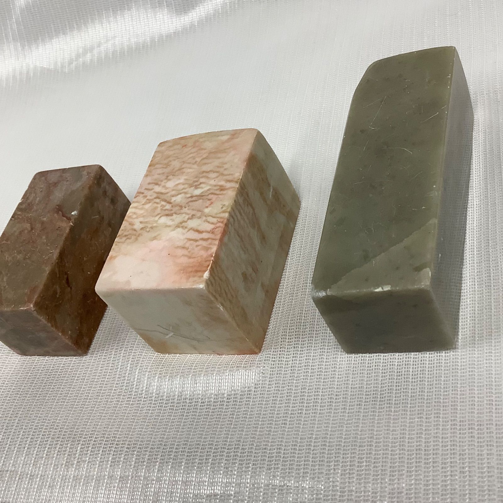 石印材 落款印（はんこ）3個まとめて 未使用（カケや傷あり）Z407