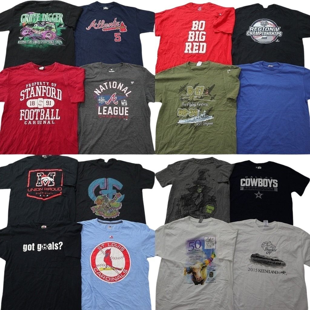 古着卸 まとめ売り プリント Tシャツ 16枚セット ( メンズ L/XL ) プロチーム MLB NFL フルーツオブザルーム 中古 古着 NF5466