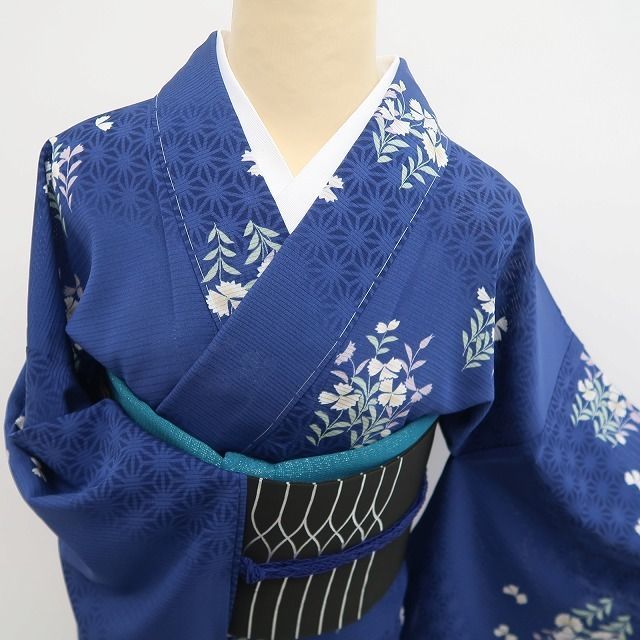 新品・夏小紋】 絽 麻の葉 夏着物 正絹 仕付け糸付 tomihisa”古典
