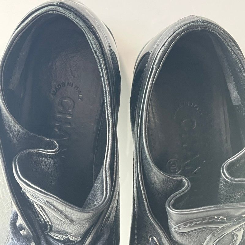 中古品】 CHANEL シャネル レザー エナメル ショートブーツ ブラック