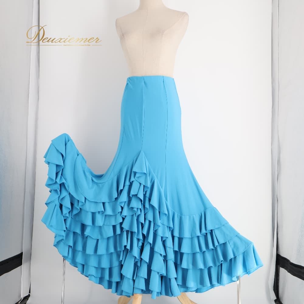 【美品 フラメンコ衣装】水色 ファルダ スカート ボランテ フリル ブルー フラメンコ 衣装 ファルダ スカート ブルー系 水色 無地 ボランテ