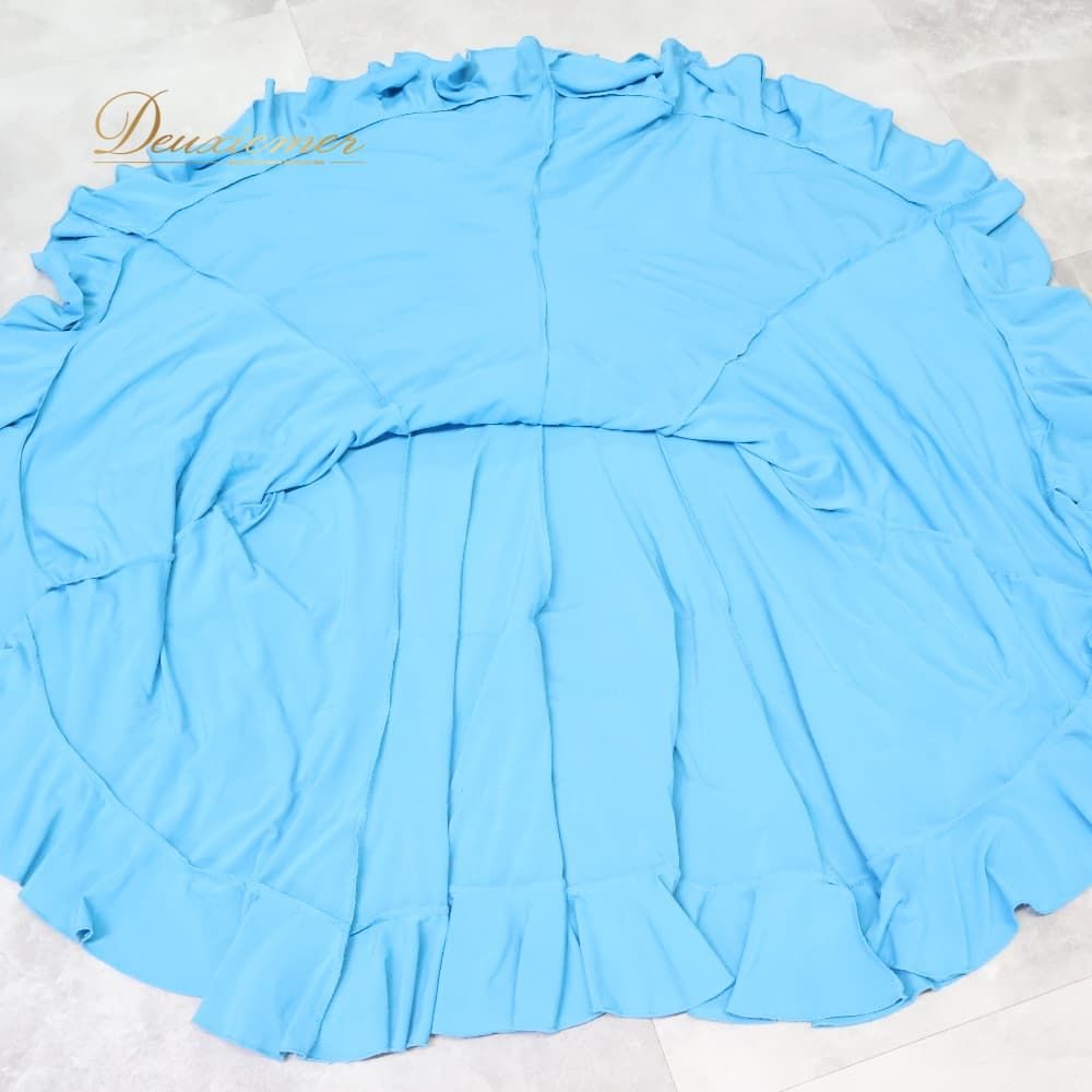 【美品 フラメンコ衣装】水色 ファルダ スカート ボランテ フリル ブルー フラメンコ 衣装 ファルダ スカート ブルー系 水色 無地 ボランテ