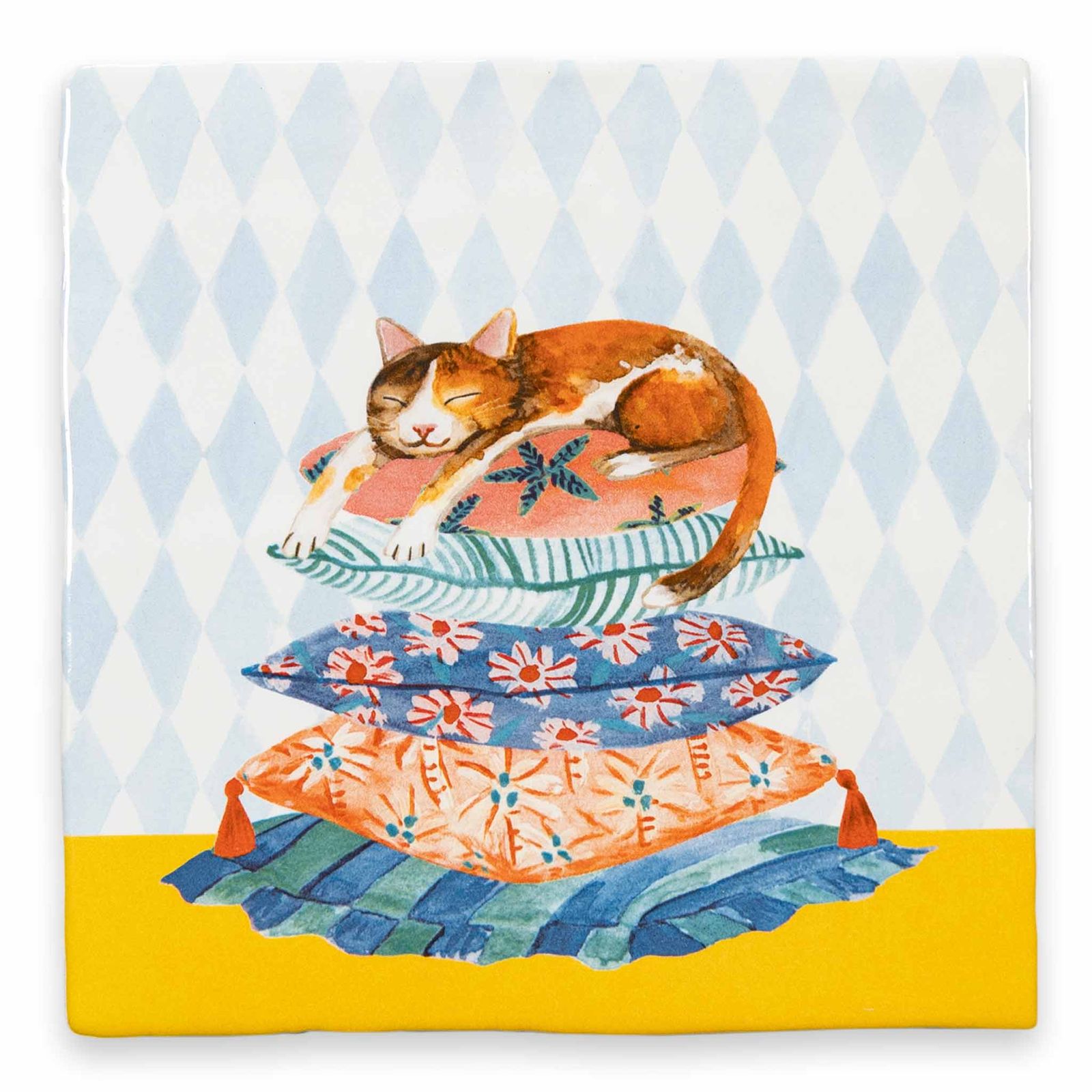 StoryTiles オランダ製の壁掛けアート Sleepy cat Mサイズ（13×13cm） セラミックタイル/147xS132190