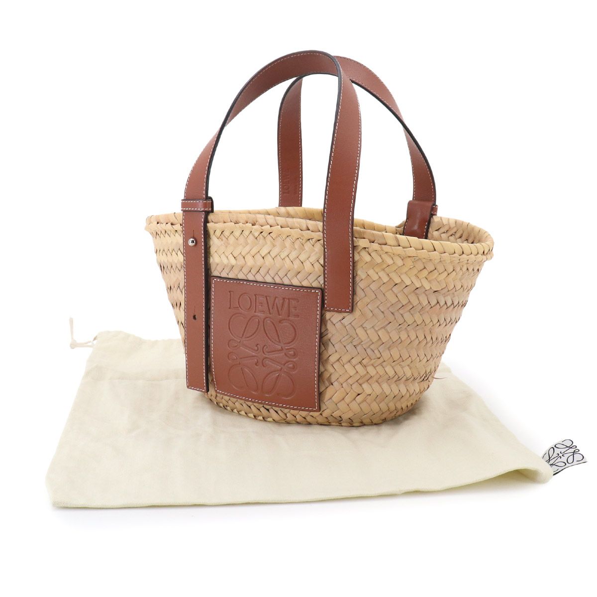 美品ロエベ バスケットスモール ラフィア　カゴバッグ 保存袋付き 新品同様 ロエベ LOEWE バスケット バッグ スモール カゴバッグ