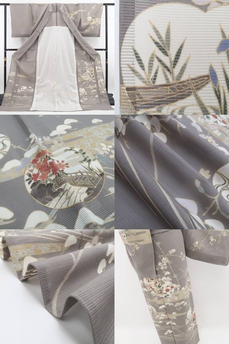 新品・夏訪問着】絽 金駒刺繍 夏着物 正絹 仕付け糸付 tomihisa