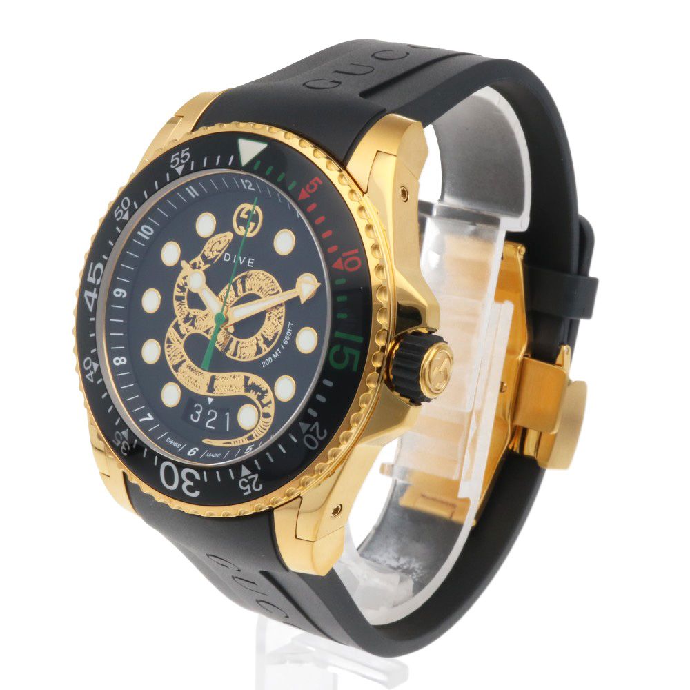 GUCCI 【美品】グッチ 時計 スネーク 稀少カラー グッチ ダイブ スネーク 腕時計 時計 ステンレススチール YA136219