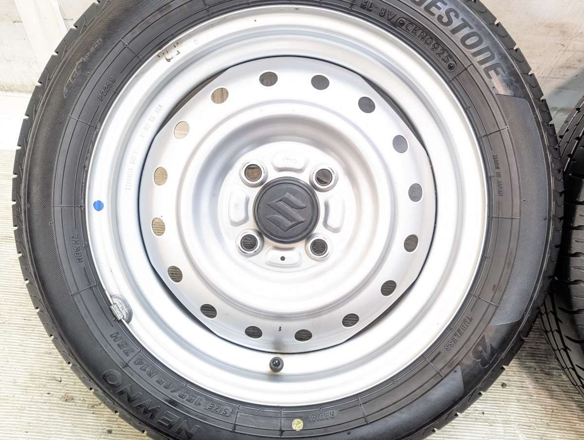 155/65R14 ブリヂストン NEWNO スズキ純正 14x4.5 100-4穴 中古タイヤ