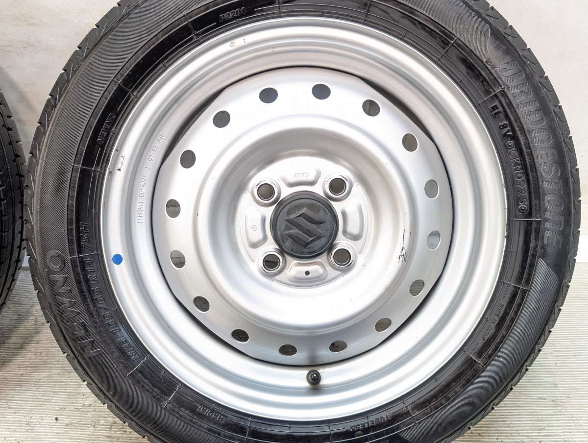 155/65R14 ブリヂストン NEWNO スズキ純正 14x4.5 100-4穴 中古タイヤ