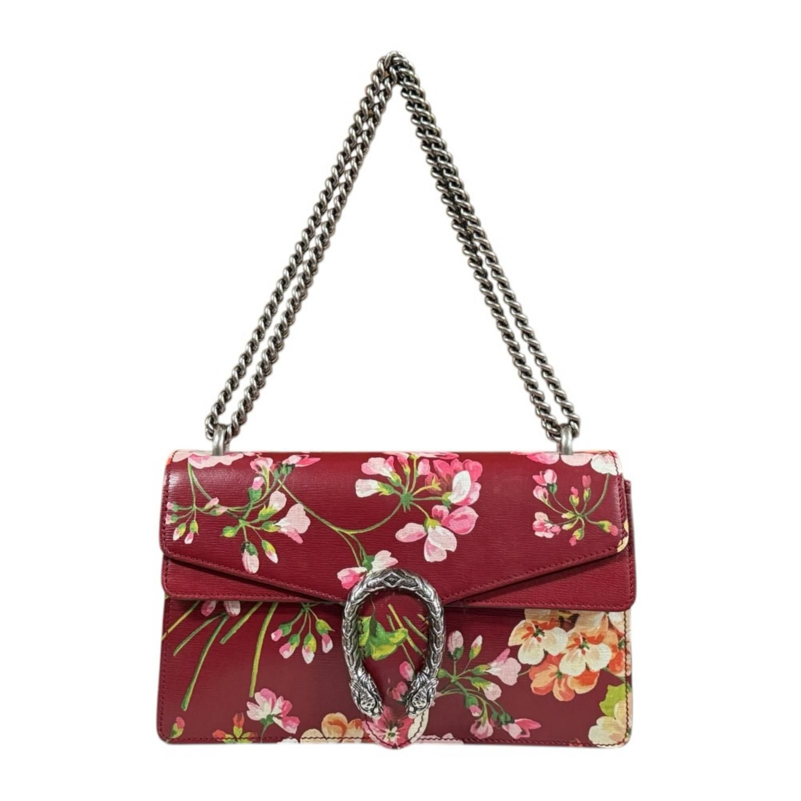GUCCI ディオニュソス GGブルームス 400249 チェーンショルダー 赤 グッチ デュオニソス/GGブルームス ショルダーバッグ レザー 400249