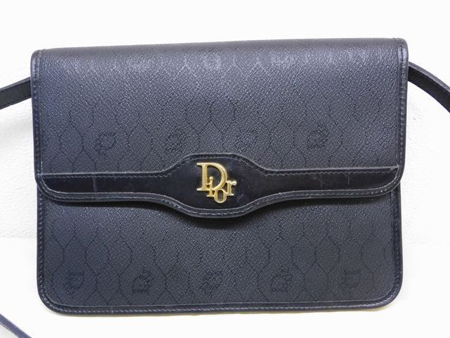クリスチャンディオール DIOR ■ 訳あり ヴィンテージ ショルダーバッグ ブラック 黒 PVC □8F エ1000