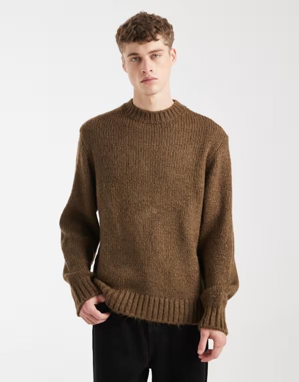 ジャック アンド ジョーンズ メンズ アウター ニット・セーター Jack Jones oversized sweater in chocolate Delicioso ブラウン