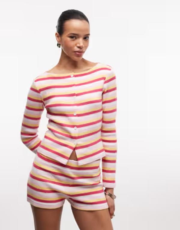リクレイム ヴィンテージ レディース トップス シャツ Reclaimed Vintage long sleeve button up top in multi stripe part of a se