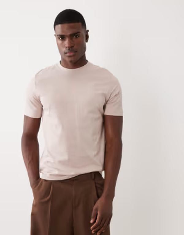 マンゴ メンズ トップス Tシャツ スリムフィット コットン Mango 100 cotton slim fitshirt PINK ピンク